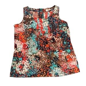 𝅺olive & Oak multi color abstract tank top with button open back